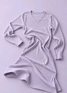 LIGHT GREY LAVENDER V-NECK LONG SLEEVE BODYCON