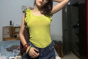 Lime Green Sheer Top with Ruffles