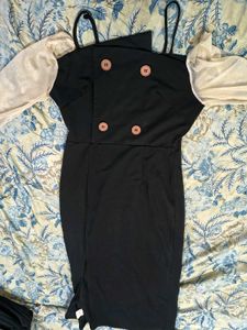 Savana urbanic Chic Black Sheer Sleeve Dress