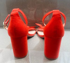 Red Strappy Block Heels