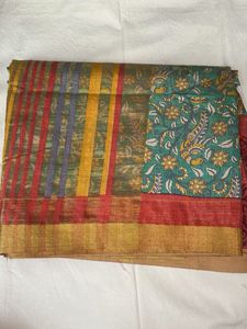 Vibrant Striped & Floral Saree