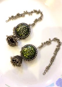 Unique Leaf Design Jhumka Jewellery Set