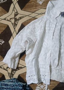 Stylish Ethnic Dress Material with White Embroider