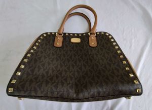 Michael Kors Studded Monogram Dome Satchel Bag
