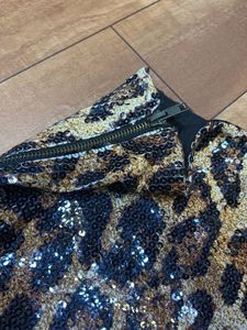 Sparkling Leopard Print Sequin Shorts