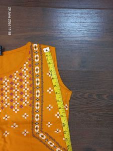 Mustard Yellow Embroidered Sleeveless Top