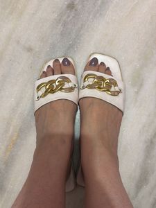 Stylish White Chain Sandals