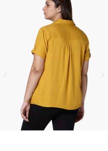 Mustard Yellow Short Sleeve Button-Up Shirt
