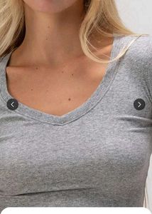 Classic Grey V-Neck Ribbed Tee
