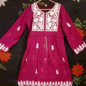 Pink Embroidered Kurta