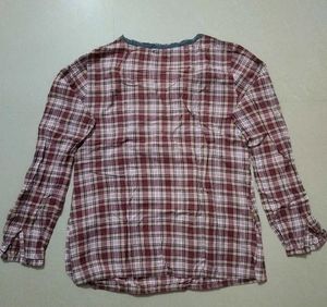 Plaid Tunic Top with Embroidery