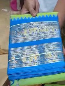 Vibrant Blue Saree with Silver Border