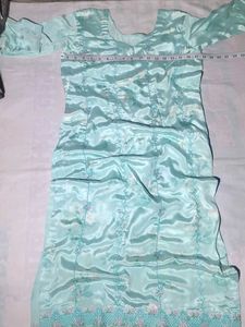 Elegant Teal Kurta with Floral Embroidery+dupatta