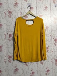 Stylish Mustard Top with Back Cutout Detail