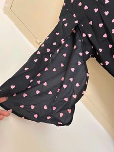 Heart Print Three-Quarter Sleeve Top