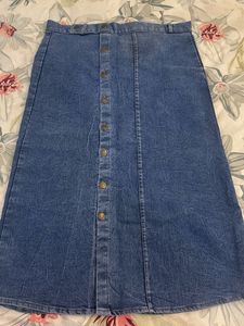 Classic Denim Midi Skirt