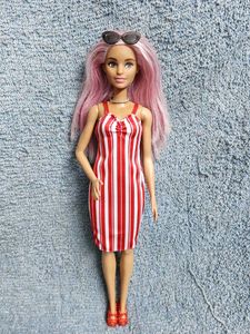 Barbie Doll Red and White Striped Dress