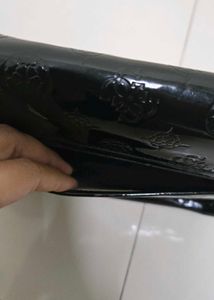Guess Black Patent Chain Shoulder Bag