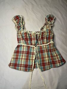 Plaid Cottagecore Top