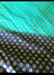 Beautiful Teal Polka Dot saree