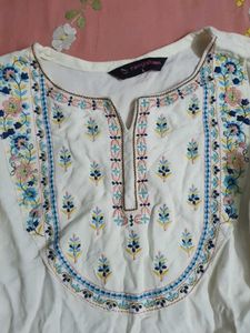 Embroidery Creme Kurta