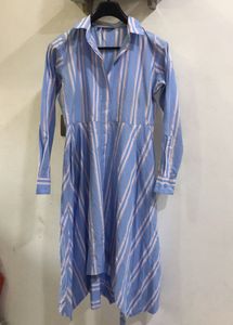 High-Low Striped Blue Dress