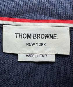 THOM BROWNE Navy Blue Stripes Polo Shirt