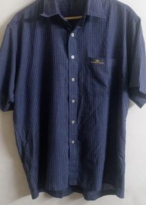 Men's Blue Checked Short Sleeve Shirt