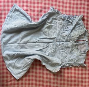 Light Blue Striped Peasant Top