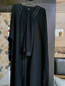 Elegant Black Abaya with Detailed Embroidery