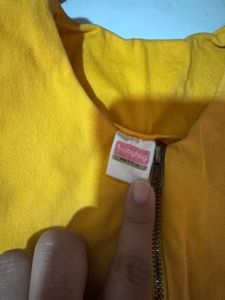 Yellow Embroidered Pinafore Dress