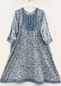 Blue & White Printed Kurti