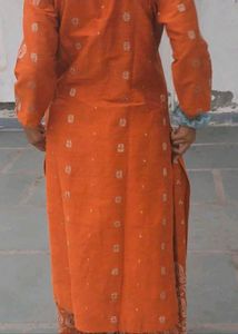Bright Orange Paisley Kurta Set