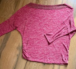 Pink Marled Embellished Neck Top