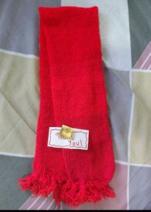 Handmade Mikasa Maroon Knitted Scarf with Fringe
