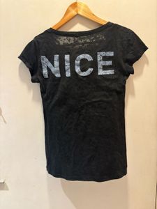 Black Graphic V-Neck T-Shirt