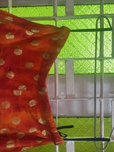 Vibrant Orange &amp; Gold Polka Dot Skirt