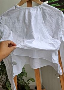White Tie-Back Crop Top