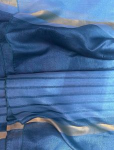 Elegant Teal Striped Saree
