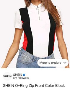 SHEIN Women's O-ring Zip Up Top/Tshirt