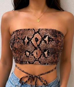 Snakeskin Print Strapless Wrap Top