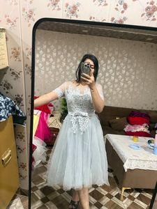 Elegant Grey Lace Tulle Gown🩷🎀❤️