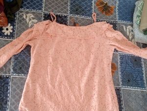 Peach Lace Off-Shoulder Top