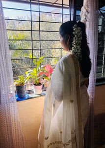 Elegant White Saree with Golden Border