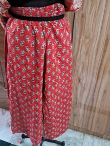 Red Floral Print Kurta Set