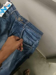Blue denim jeans