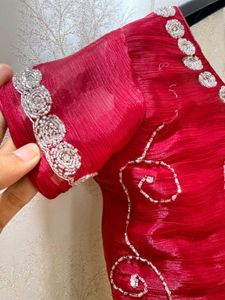 Jimmy Choo Red Handwork Saree