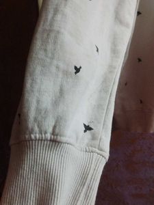 White Crewneck Sweatshirt with Bird Print