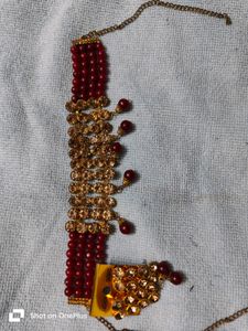 Maroon Saree with Sleevless Blouse