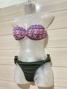 padded Boho Print Strapless Bikini Top